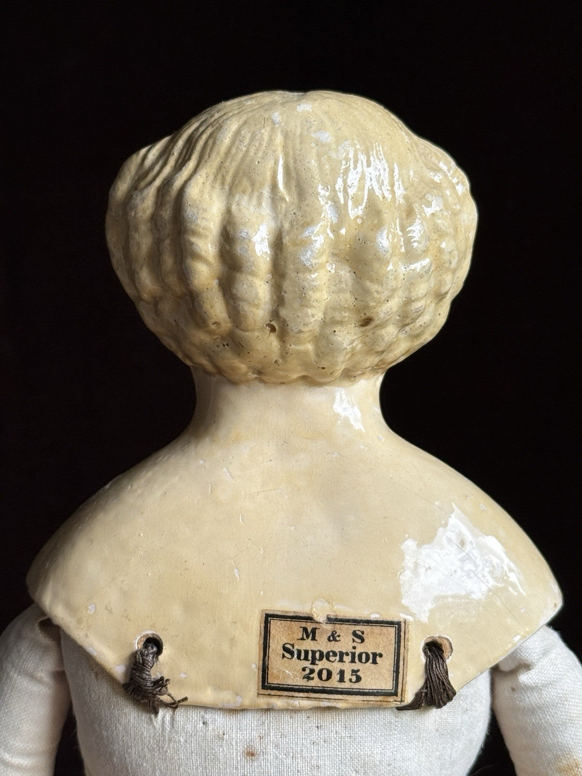 Antique German 14” Müller & Strassburger Papier Mache Doll Original Label