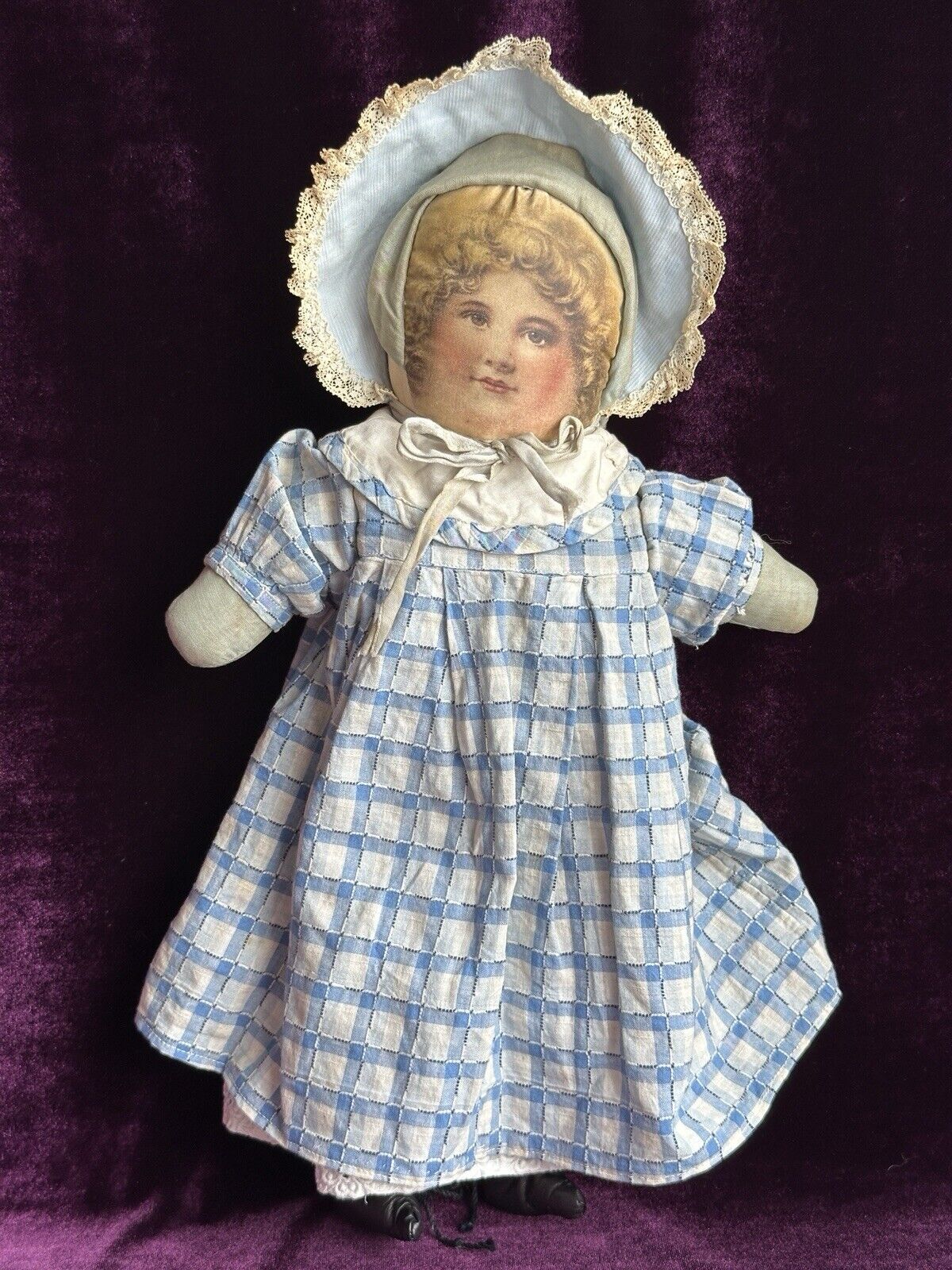Antique American 15” Bruckner Babyland Lithograph Cloth Girl Doll