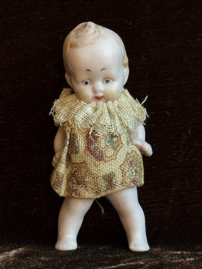 Antique German Hertwig Miniature 2.25" All Bisque Dollhouse Doll
