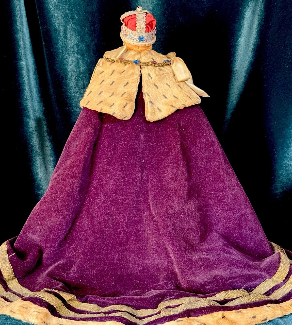 RARE Antique 1937 English Portrait Cloth 15” Doll King George VI by Farnell