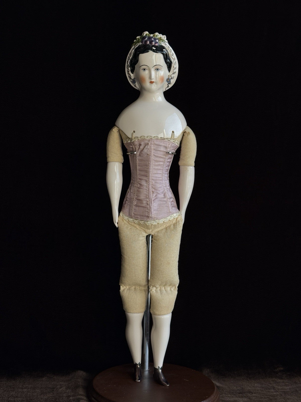 Vintage 1949 Porcelain 18” Reproduction of Antique Grape Lady by Emma Clear
