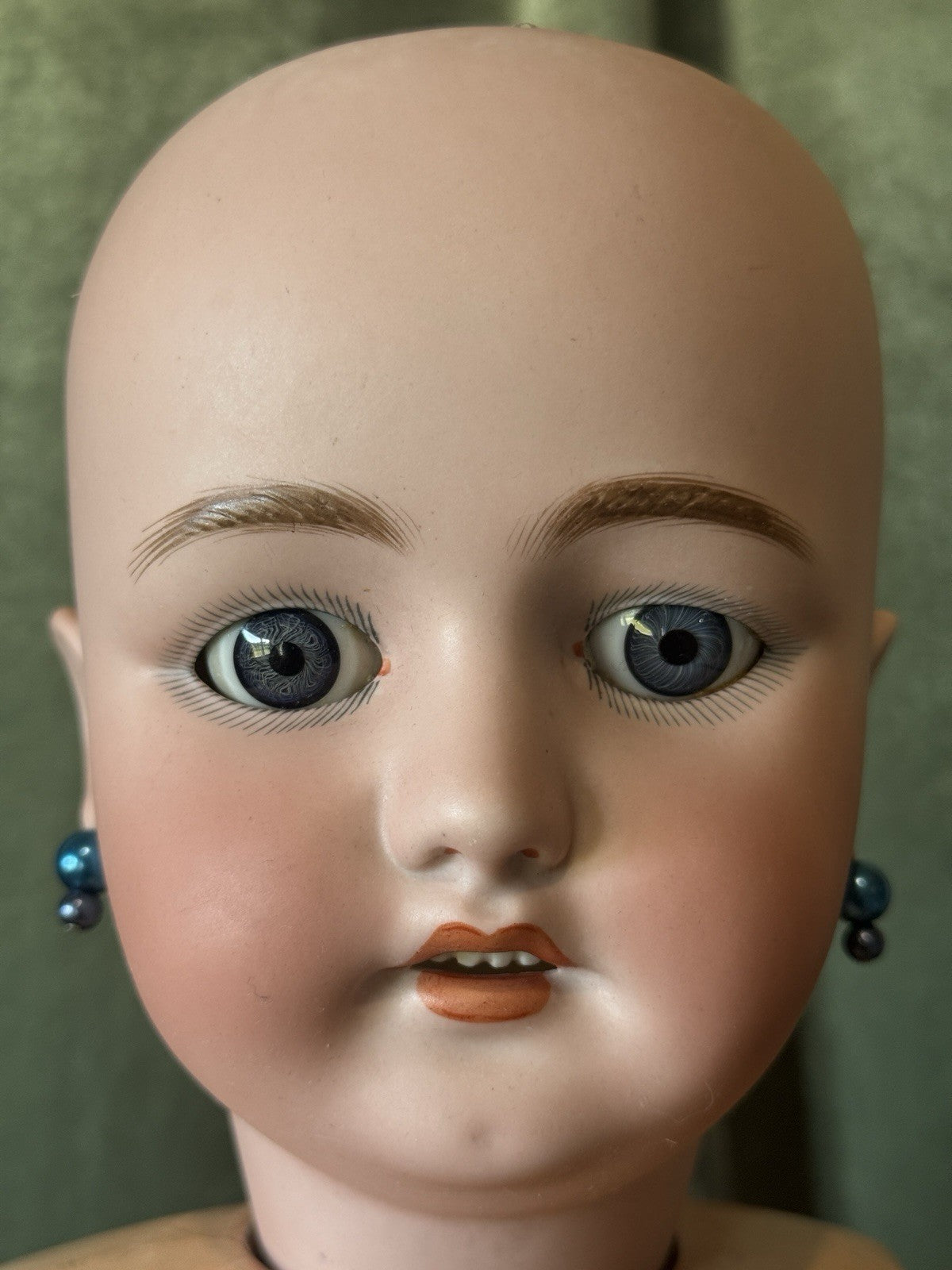 Antique German Simon Halbig CM Bergmann 33” Doll Bisque Head Composition Body