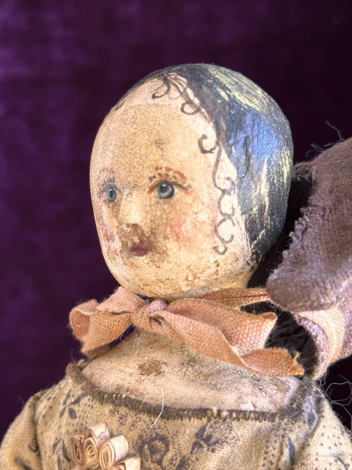 Vintage 9.5” Cloth Artist Reproduction of Antique Victorian Doll