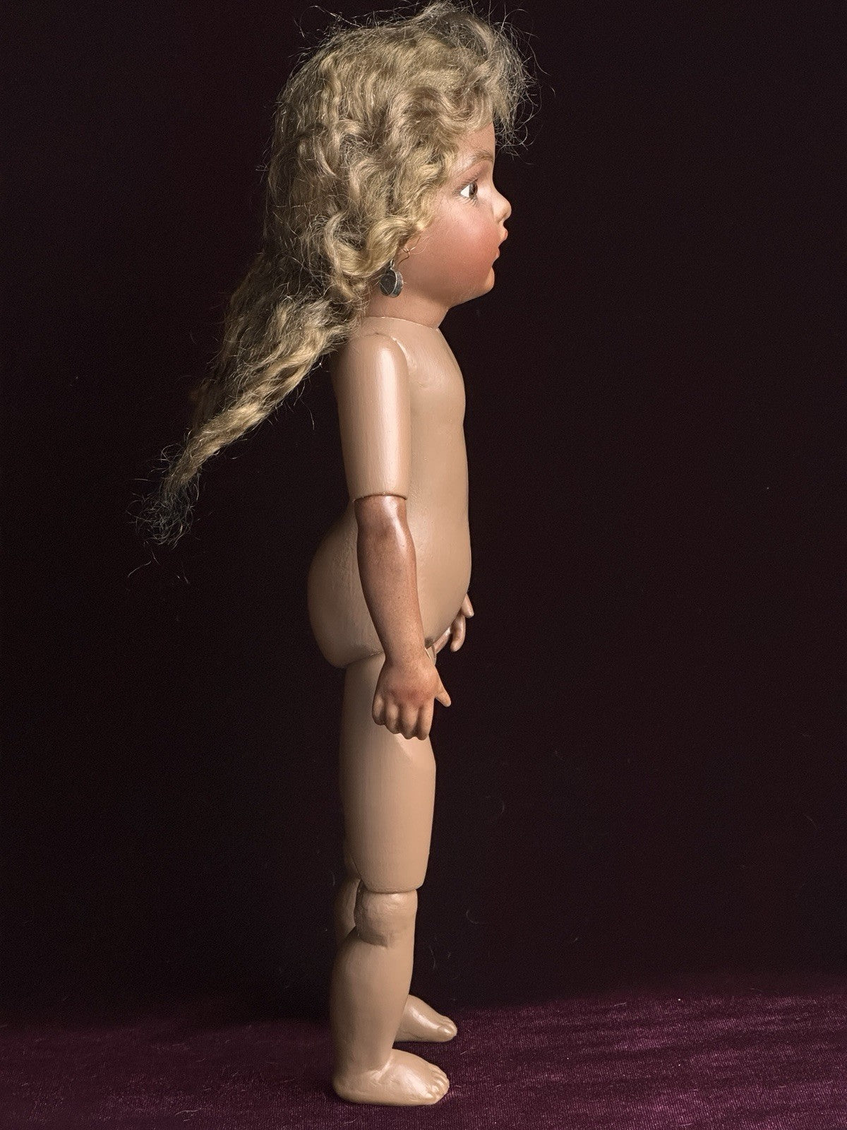 Vintage 11.5” Porcelain Reproduction of French Bru Jne Dark Complexion Doll