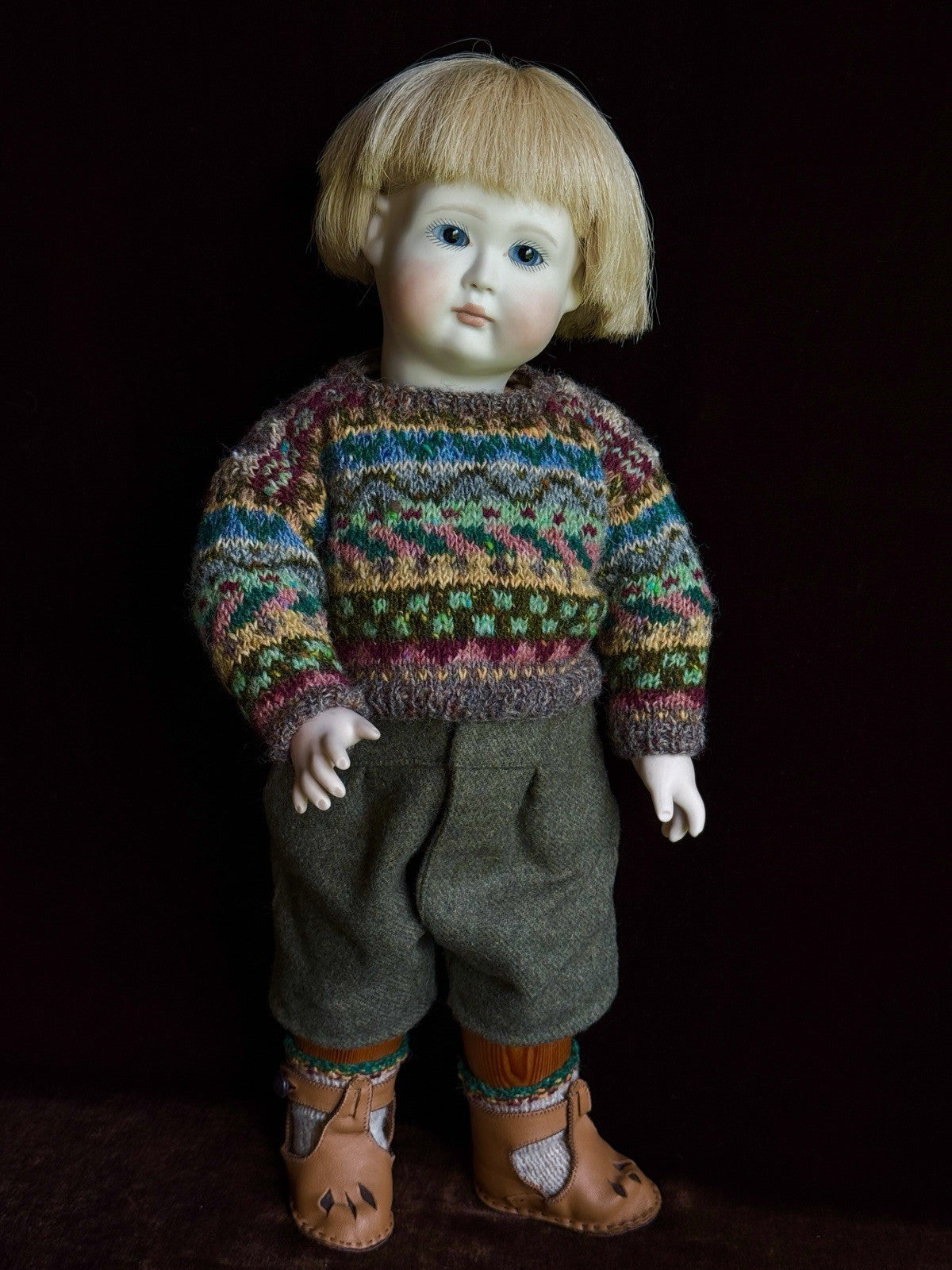 Rare Collectible 17” Wooden/Porcelain Lynne & Michael Roche Freddy LE Boy Doll