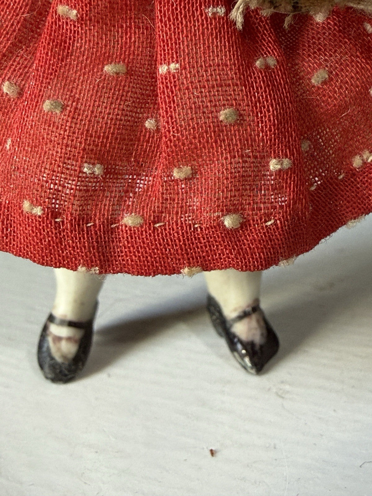 Antique German 3.5” All Bisque Mignonette Dollhouse Doll