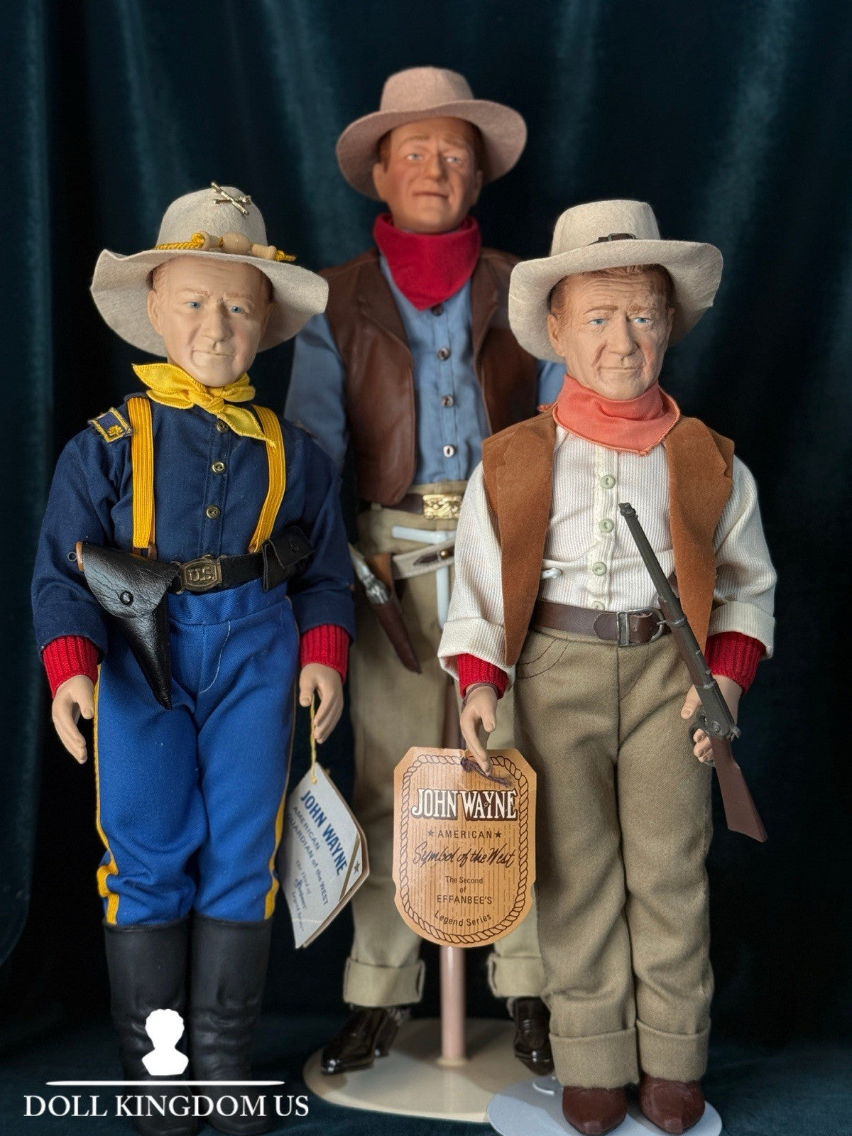 Lot Of 3 Vintage Effanbee/Franklin Mint Legend Series John Wayne Character Dolls