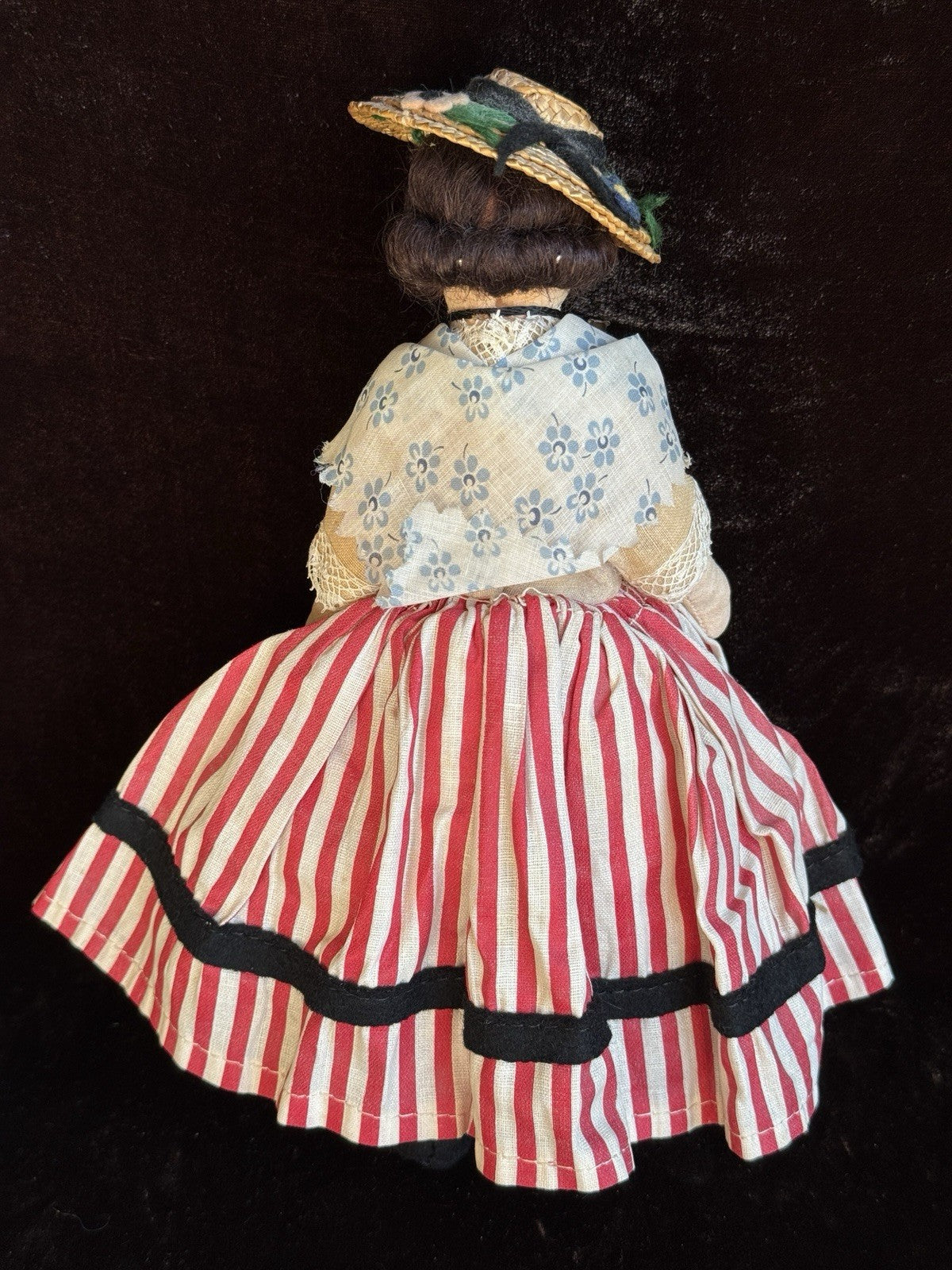 Vintage French 9” Nicette Cloth Felt Traditional Character Doll with Tag
