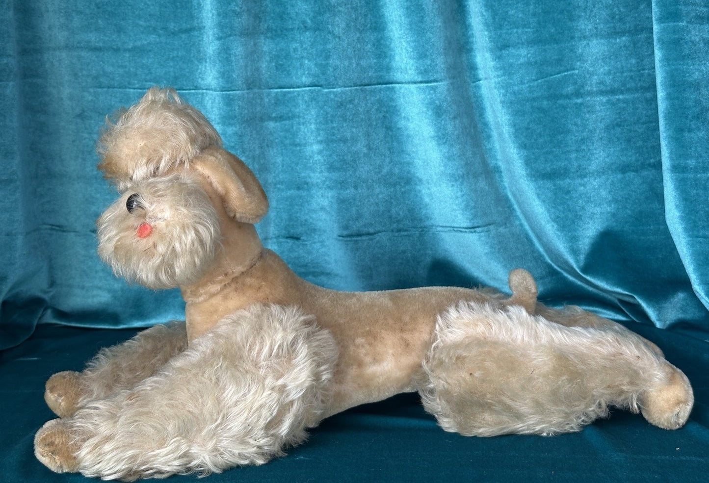 Vintage 1950’s  Stuffed Poodle Dog By Metropolitan Fur Toy Company Original Box
