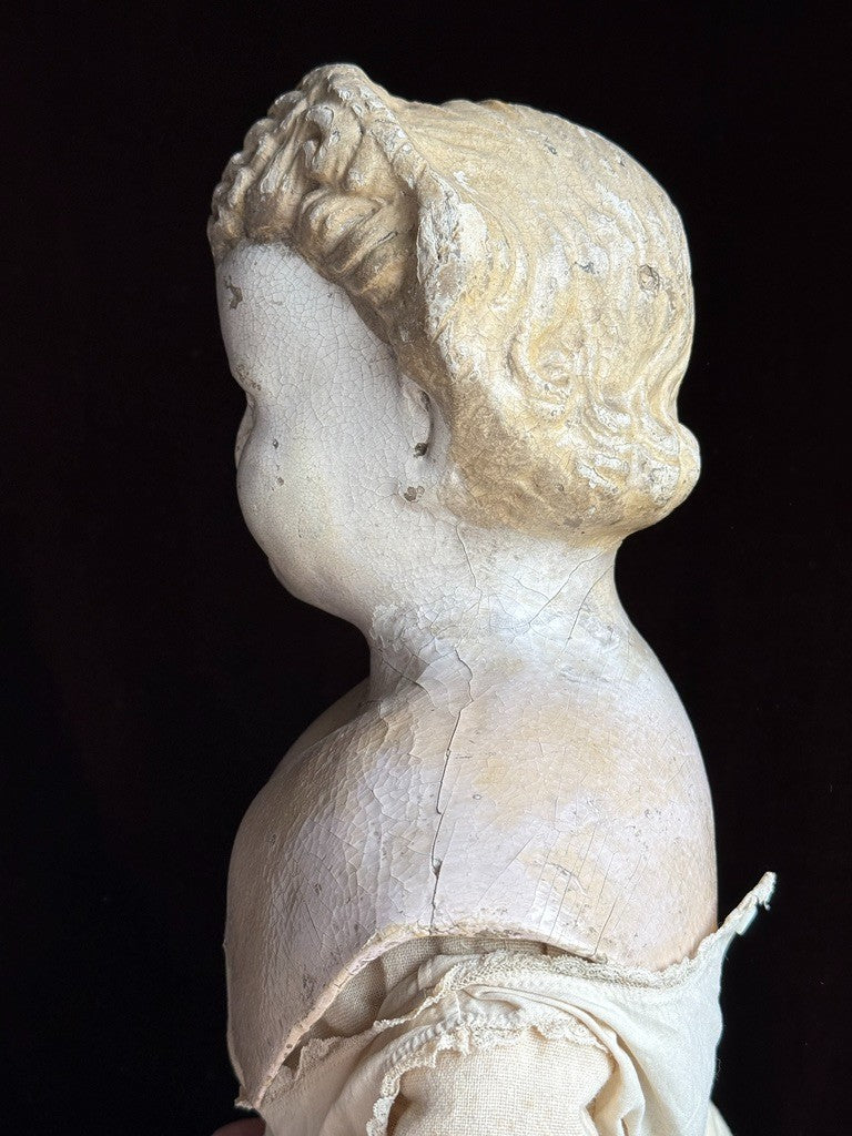 Rare Large Antique American 30” Greiner Papier Mache Head No. 11 Doll with Label