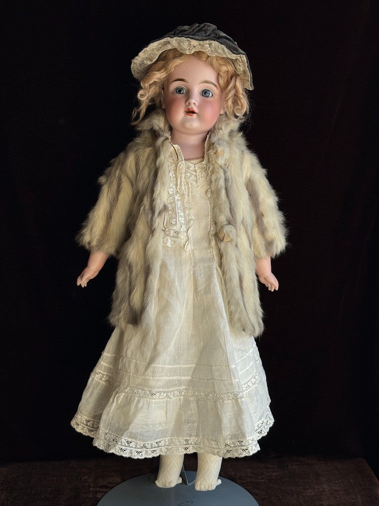 Antique German 25” Kestner Bisque Shoulder Head Leather Body Doll