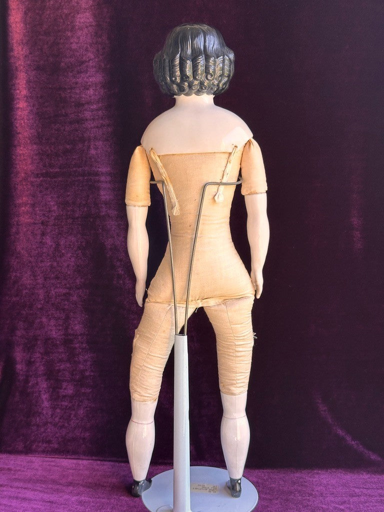 Large Antique German 23" Greiner Style Exposed Ears China Head Doll