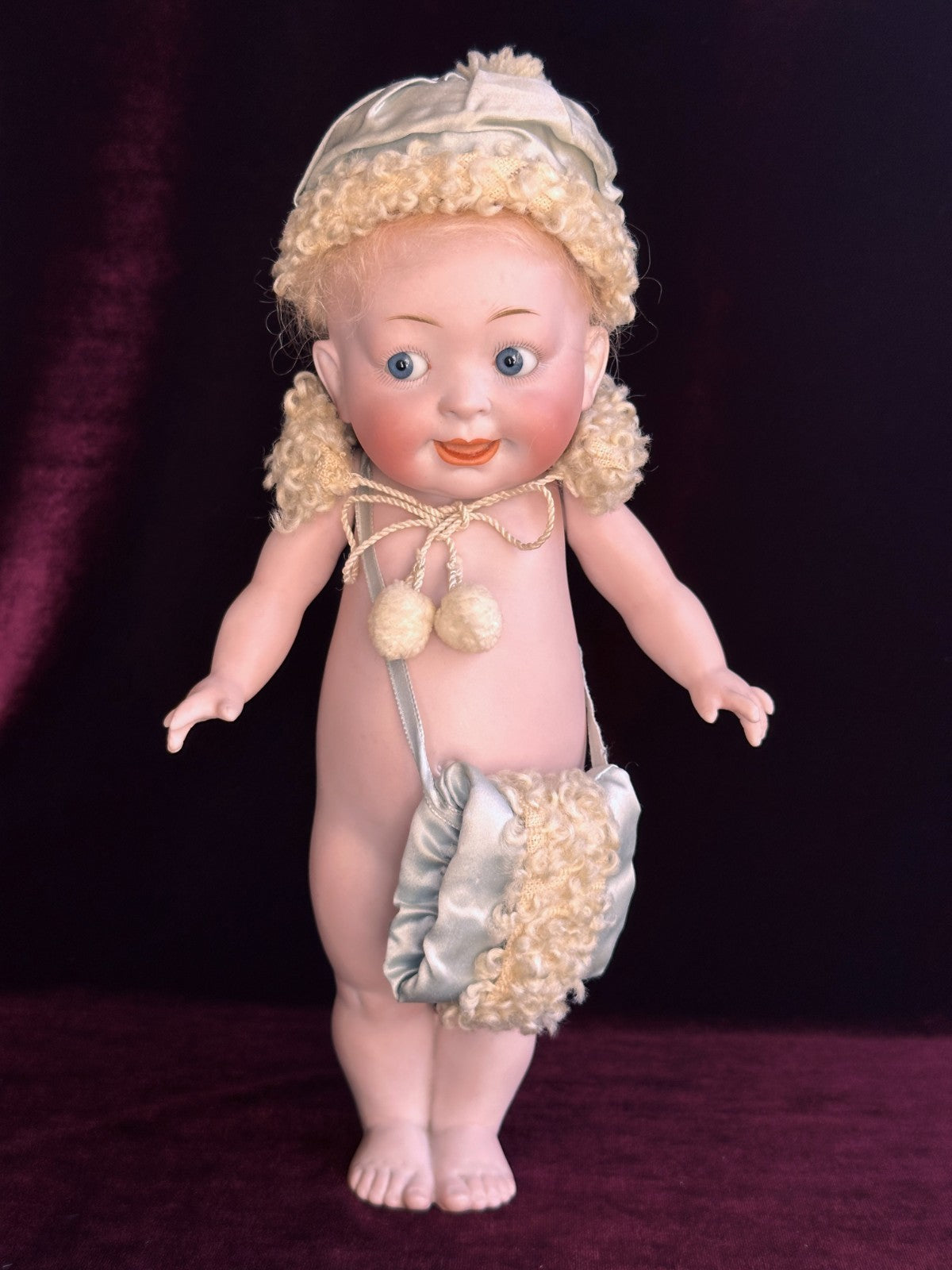 Rare Large 11" Hertel Schwab 222 "Our Fairy" All Bisque Googly Eyes Doll