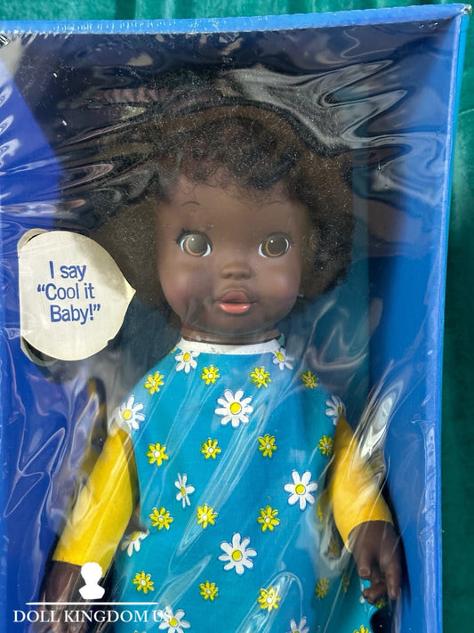 NRFB Vintage 1970 Shindana Pull String Talking Tamu African AmerIcan Doll