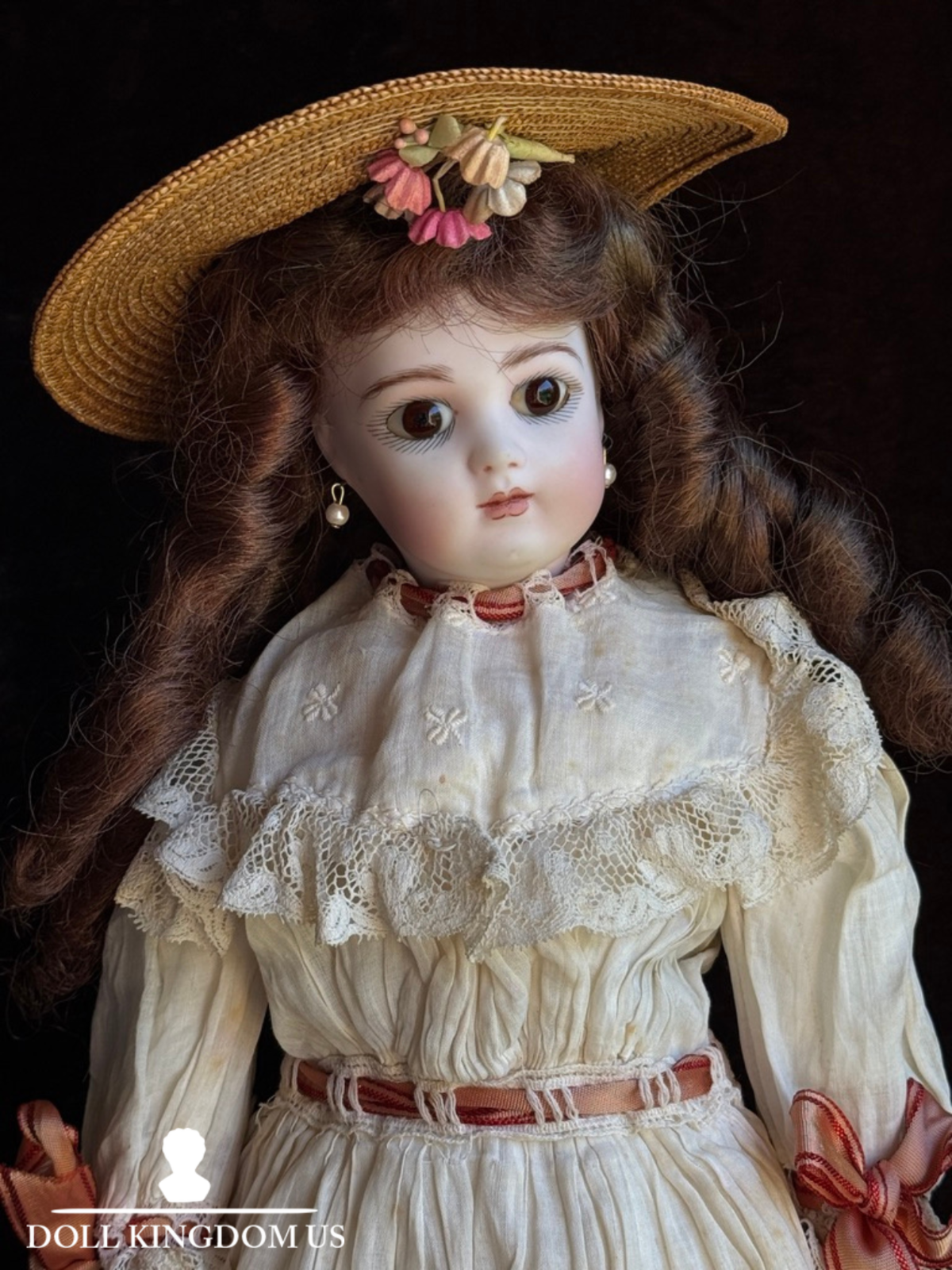 Vintage 15” Repro of Antique French Bru Jne Porcelain Leather Doll by Calli Lou