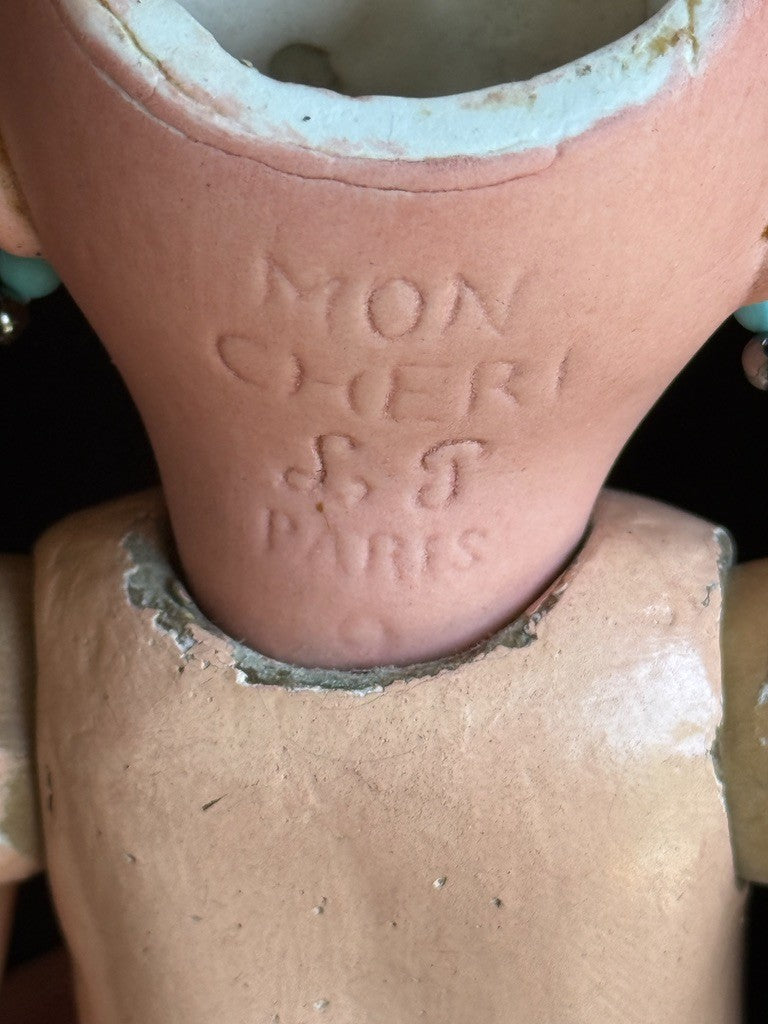 Antique French 11.5” Leon Prieur Mon Cheri Bleuette-size Bisque Head Doll