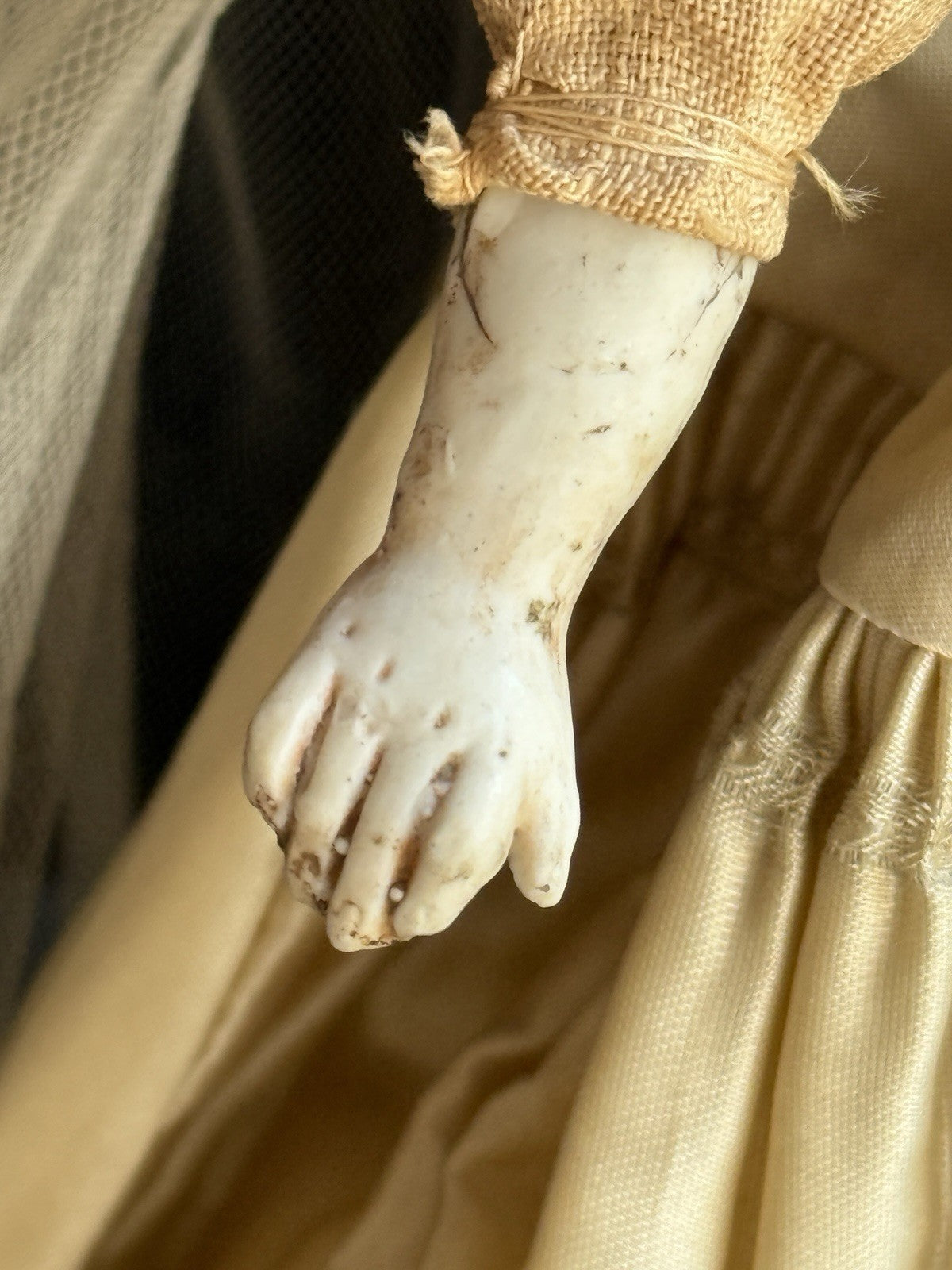 Antique German 16.5” Bisque Cloth Parian Bride Doll