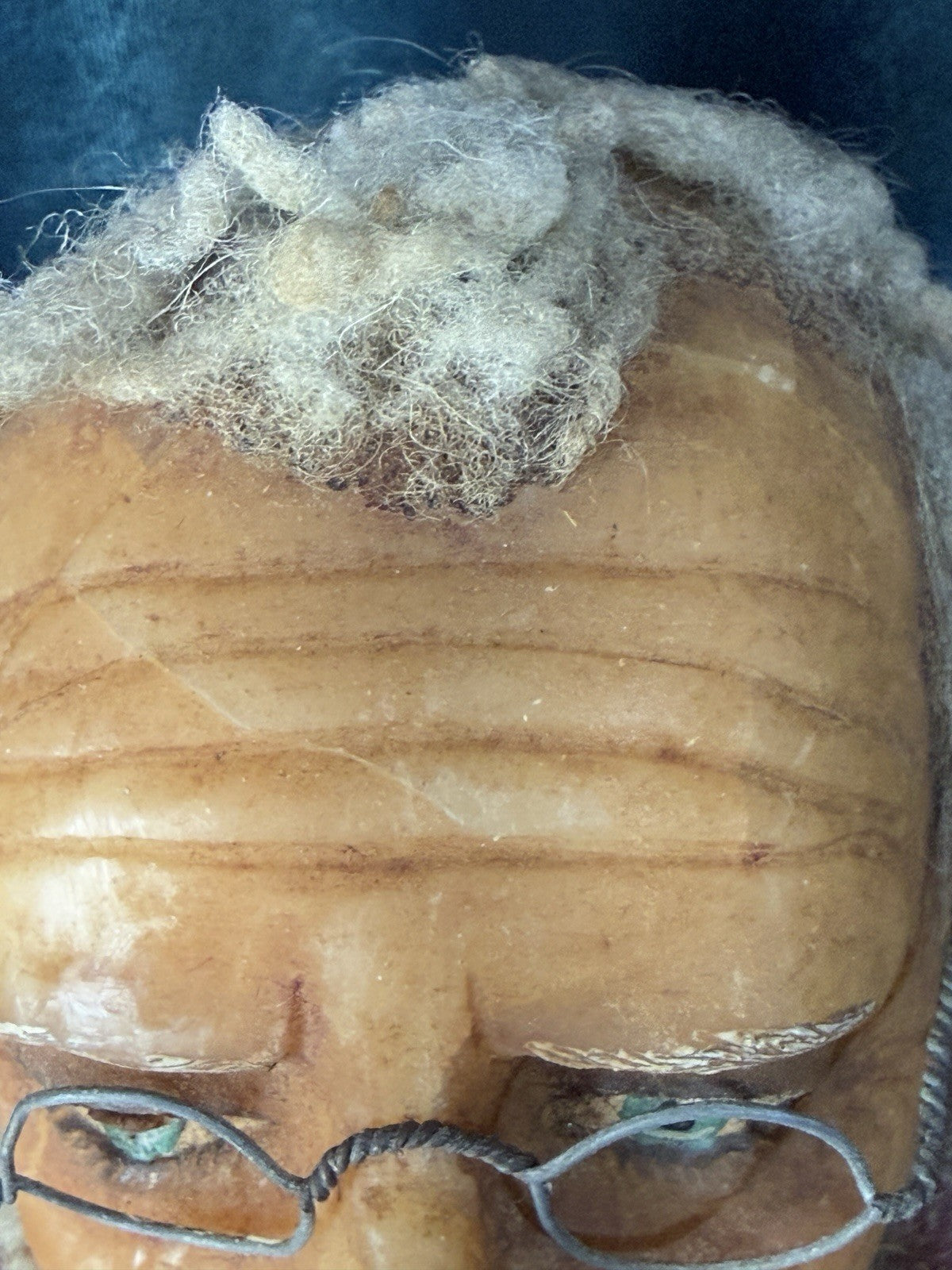 Unidentified Antique Old Men In The Wooden Chair Wax Doll