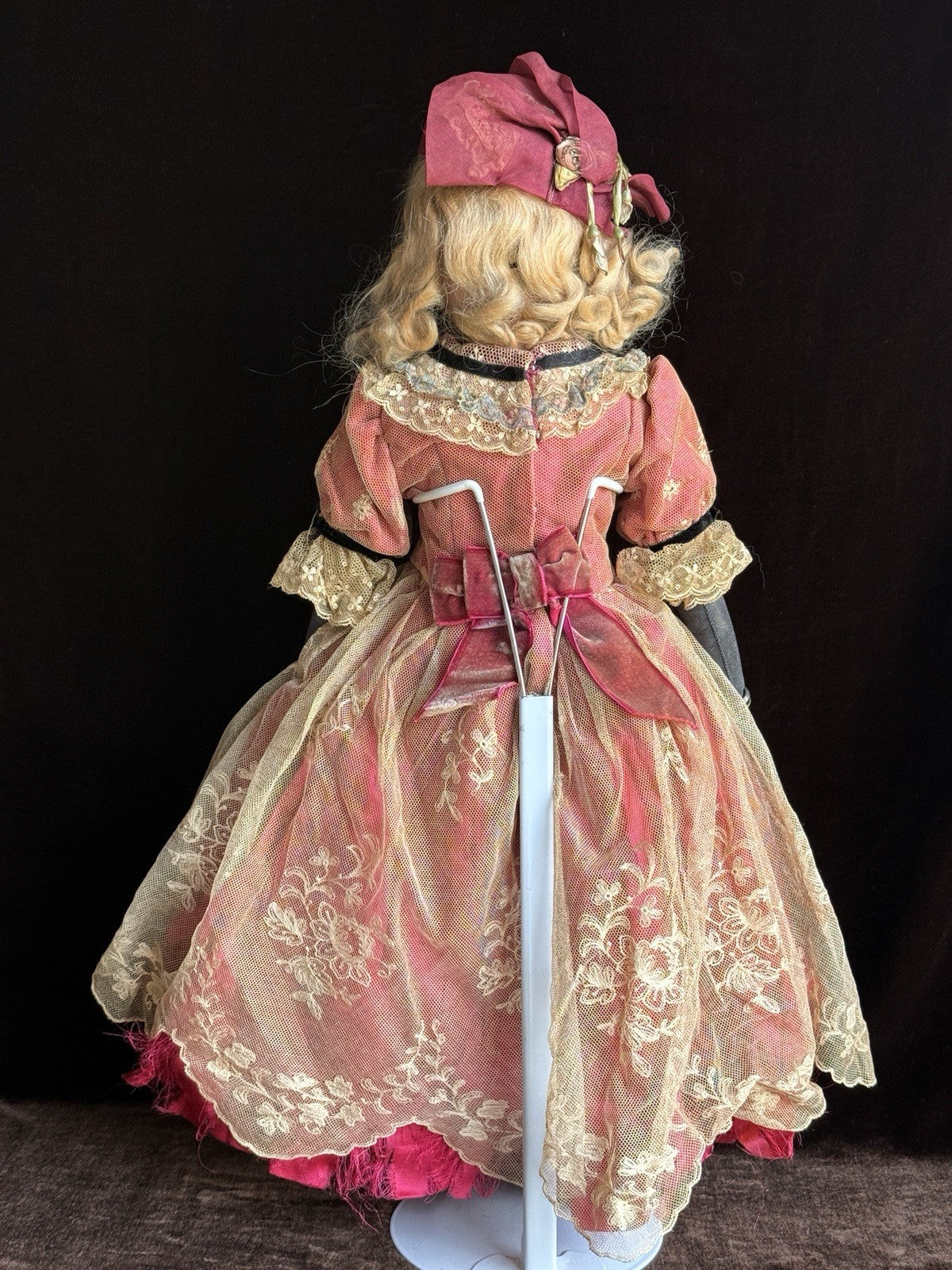 Antique German 22” Minerva Metal Tin Head Fashion Doll with Glass Eyes