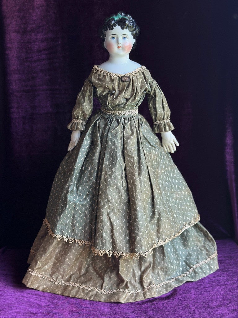 Large Antique German 26” Dolly Madison China Shoulder Head Doll