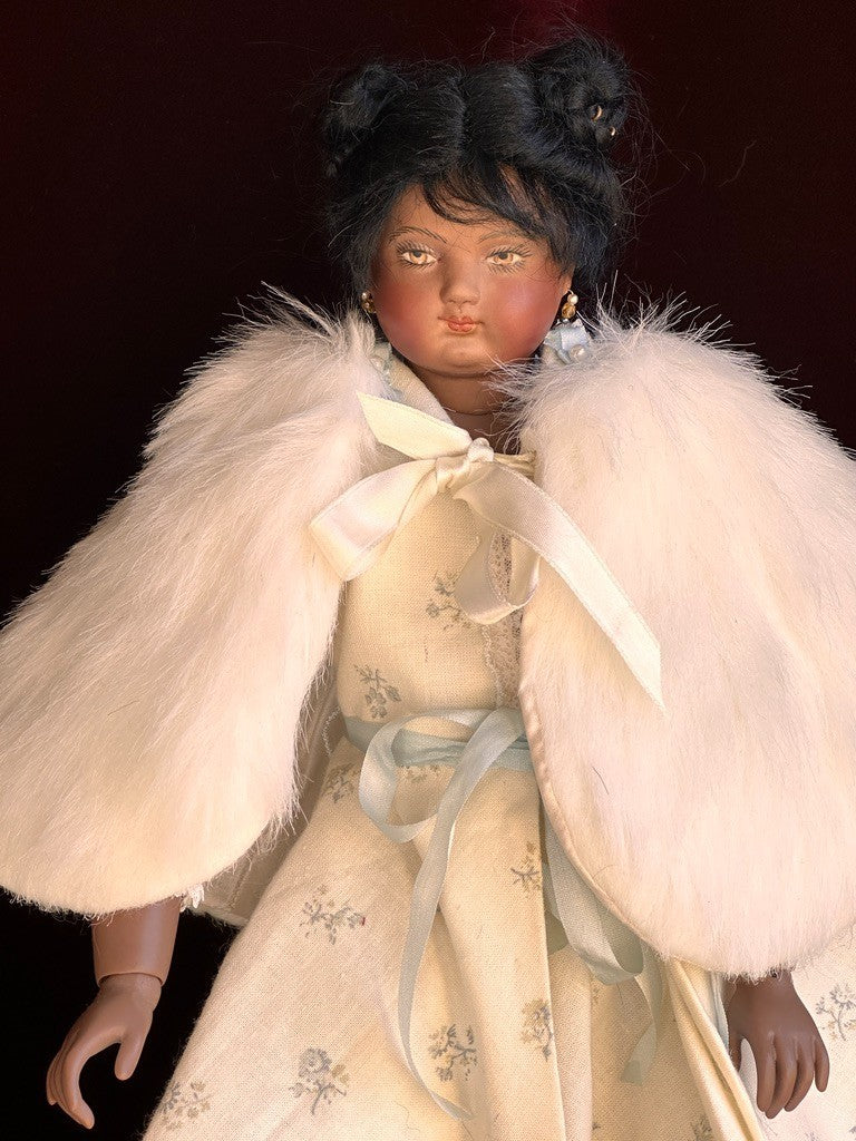 Rare 15” Dark Complexion Porcelain Repro of Antique French Huret Fashion Doll