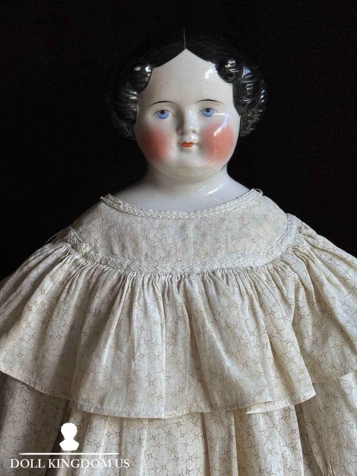 Large Antique German 25” Flat Top Highbrow China Shoulder Head Doll