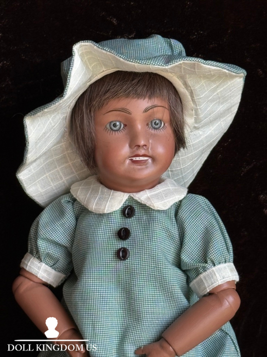 Rare Dark Complexion 12" Porcelain Composition Repro of Bleuette Unis 301 Doll