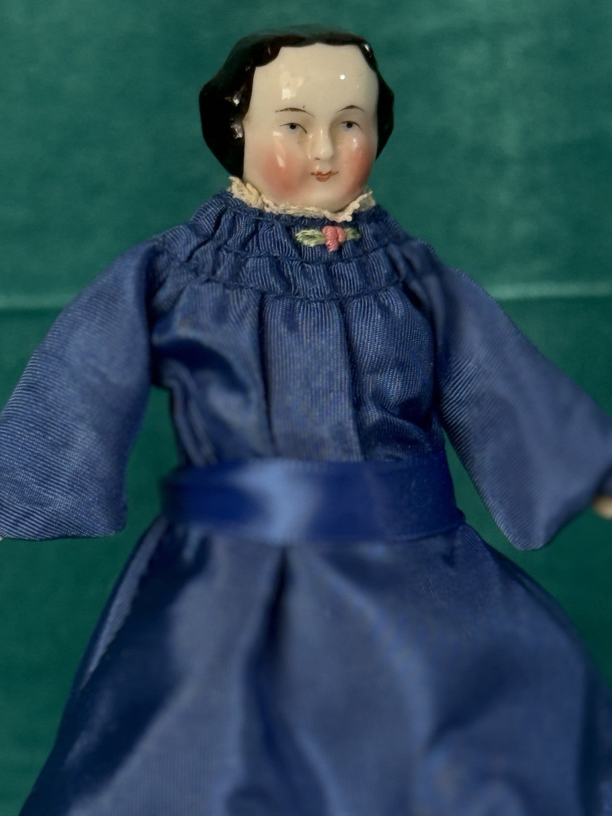 Antique German 5.5” Bisque Cloth Miniature Dollhouse China Doll