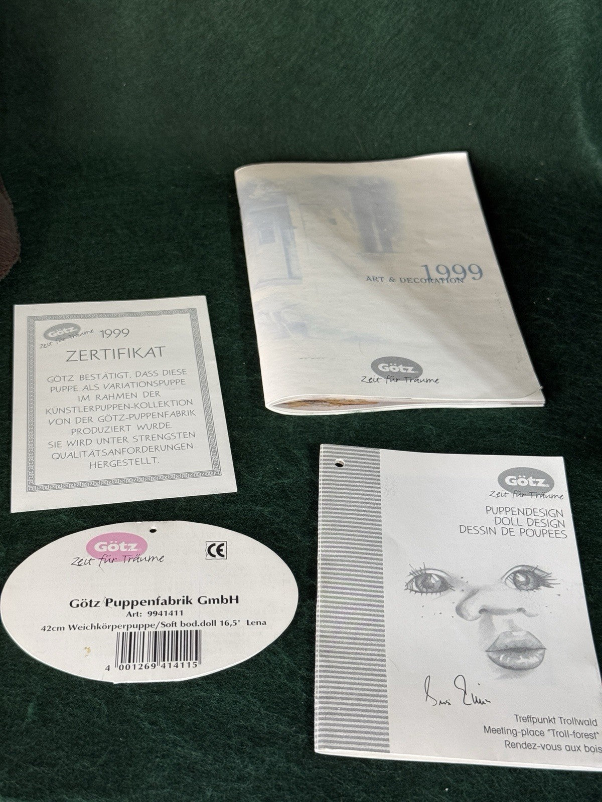 MIB Collectible German Gotz Artist Suzi Eimer Vinyl 16” Doll “Lena” Tag/COA