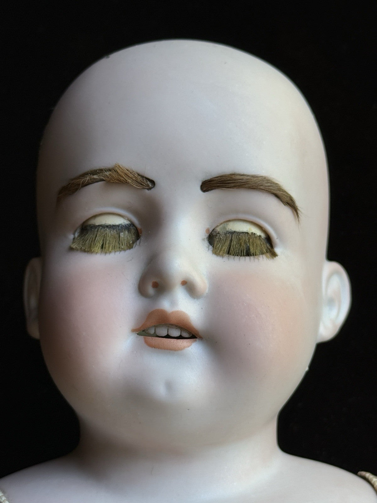 Antique German 23” Armand Marseille 370 Bisque Shoulder Head Leather Body Doll
