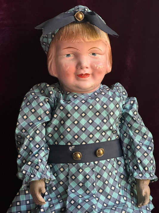 Antique American 31” Elektra (?) Amberg (?) Composition Character Girl Doll