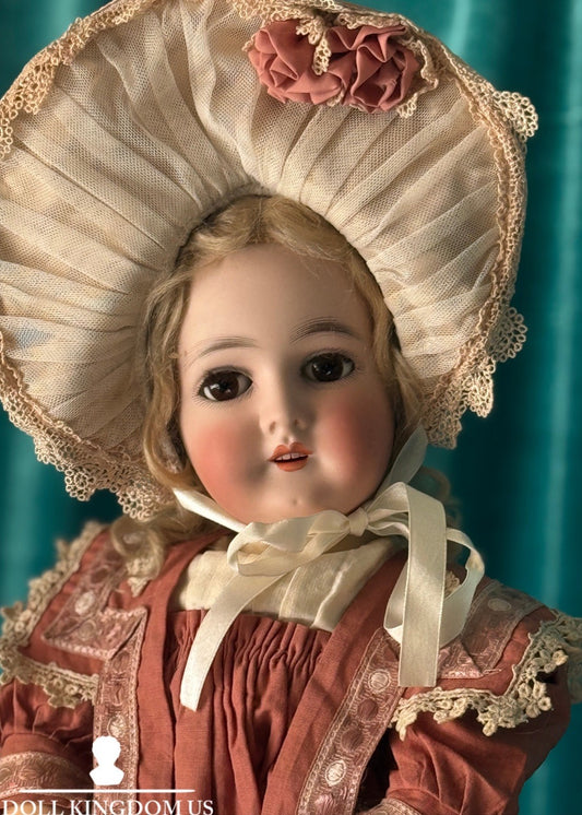 Antique German 23” Queen Louise Doll Bisque Head Composition Body