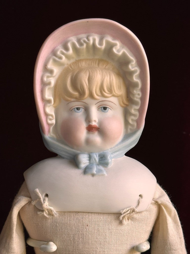 Vintage '59 21" Reproduction of Antique German Hertwig Parian Bonnet China Doll