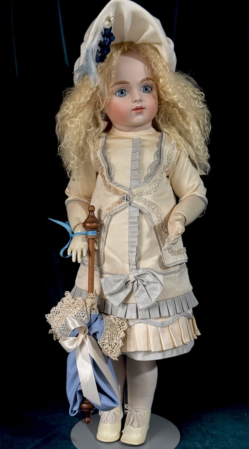 Vintage Reproduction of Antique French Bru Jne R 27” Doll Porcelain Head