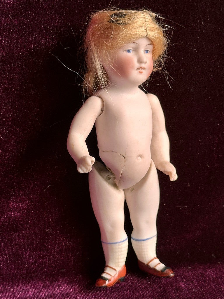 Lot of 2 Antique German Miniature Kestner 150 All Bisque Mignonette Dolls