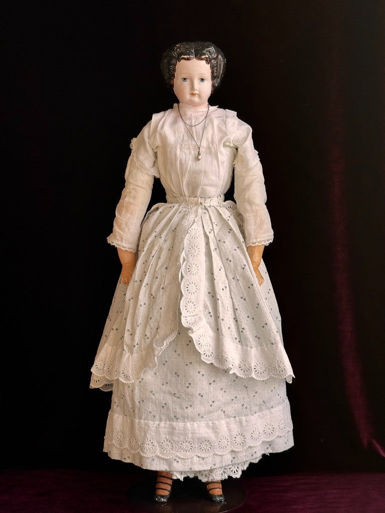 Antique German 26” Dressel Marked Holz-Masse Papier Mache Head Cloth Body Doll