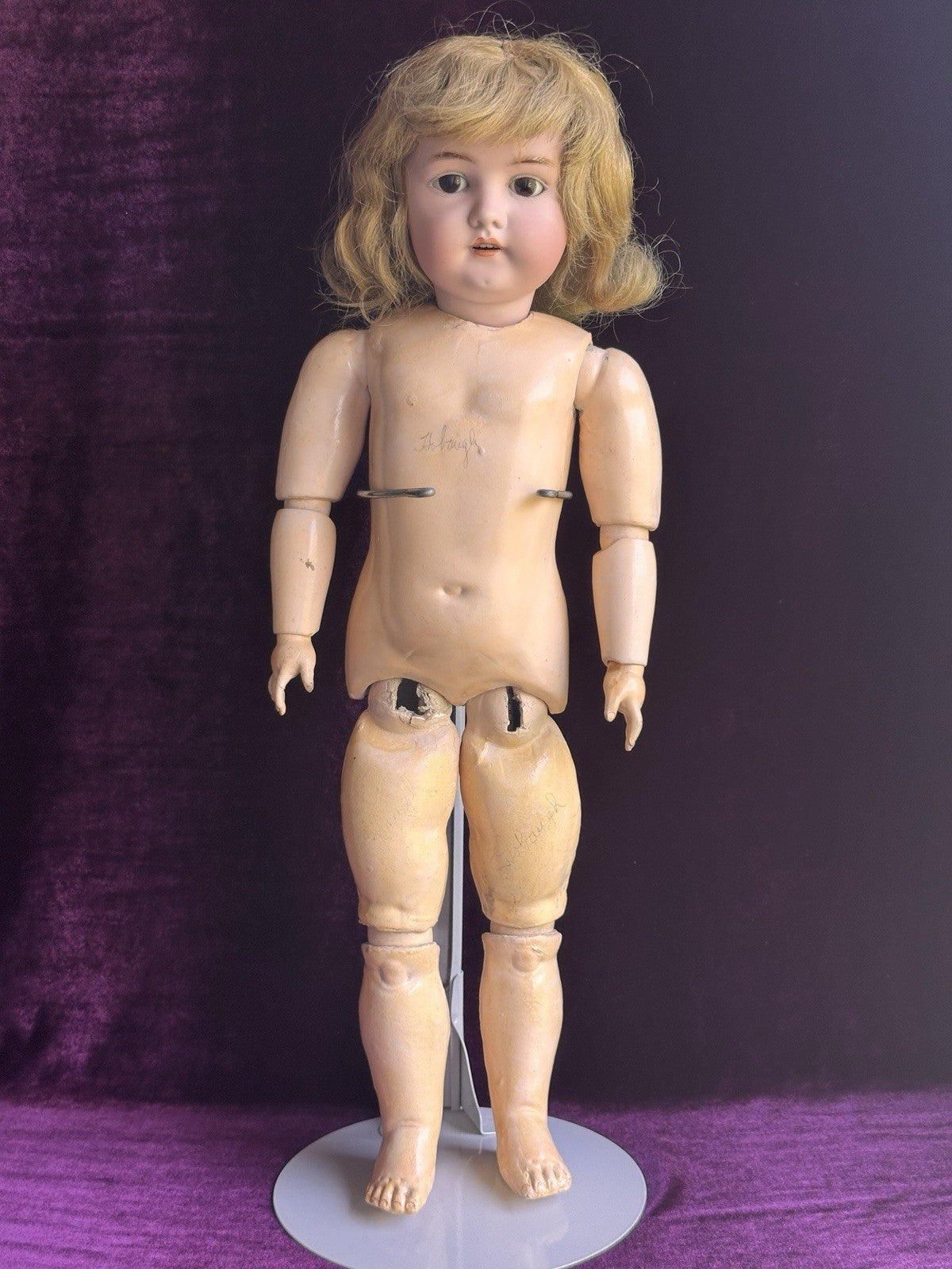 Antique German Armand Marseille 23” Princess Doll Bisque Head Composition Body
