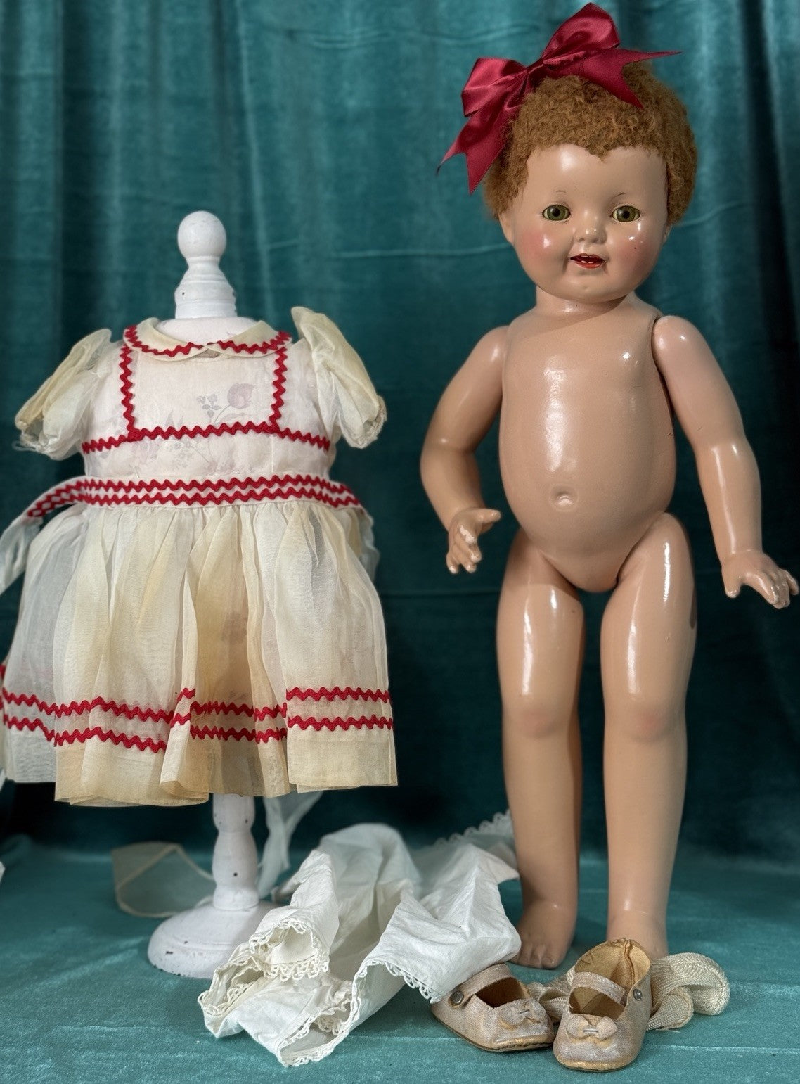 Rare Antique 1928 Effanbee Composition Patsy Ann doll 18” Doll Caracul Hair