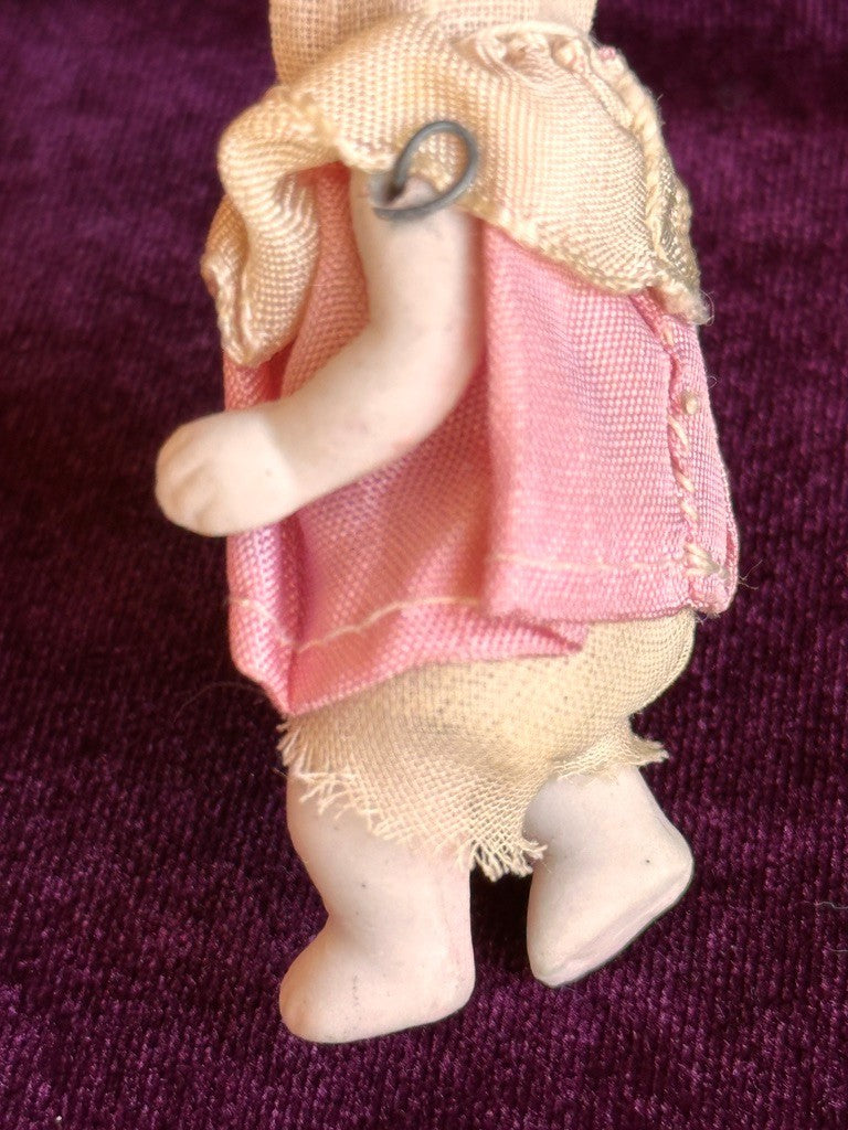 Lot of 2 Miniature 2.75" Antique All Bisque Baby Dollhouse Dolls Made in Japan