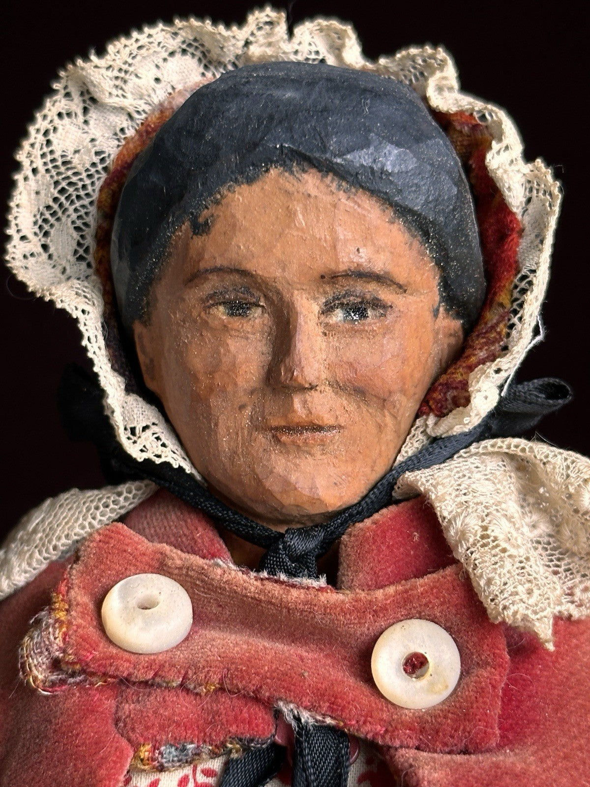 Vintage 1966 Hand-Carved 16” Peg-Jointed Grodnertal Style Wooden Peddler Doll