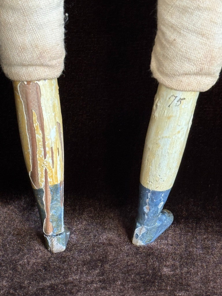 Early Antique English / German (?) Primitive 15" Carved Wooden Doll