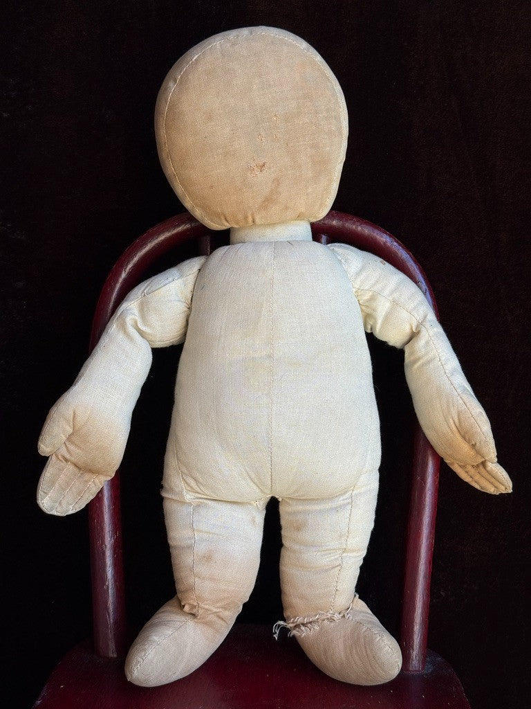 Early Antique American 12.5” Primitive Folk Cloth Rug Doll