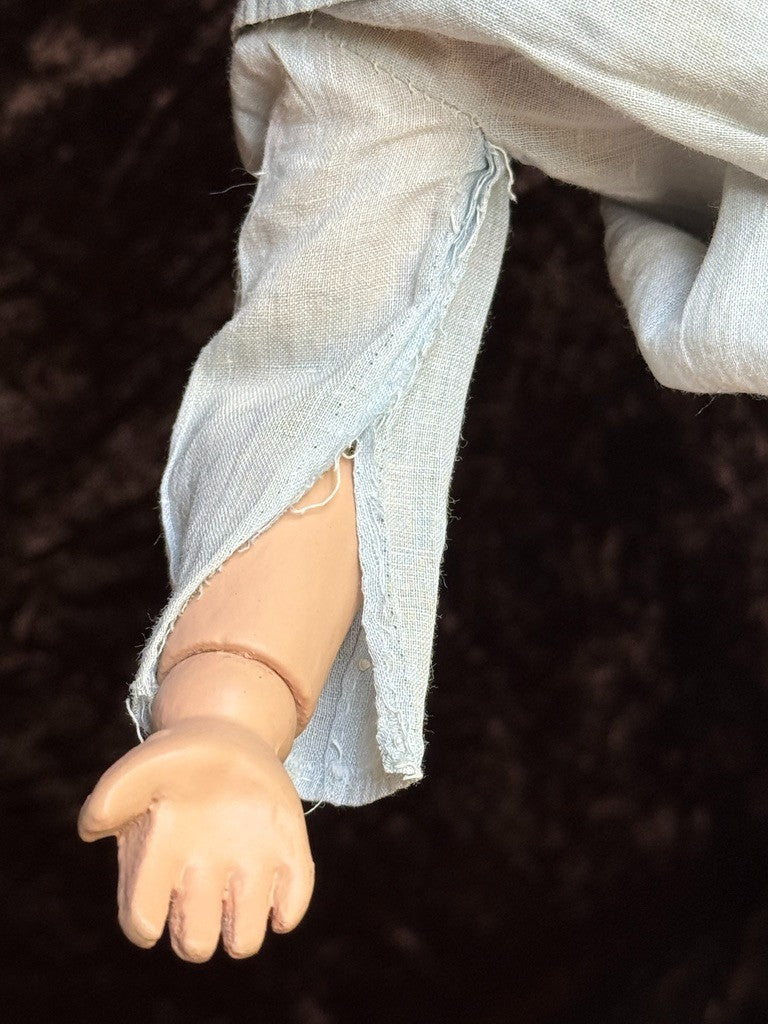 Antique American 15” Schoenhut 101 Wooden Jointed Girl Doll Molded Bow Restored