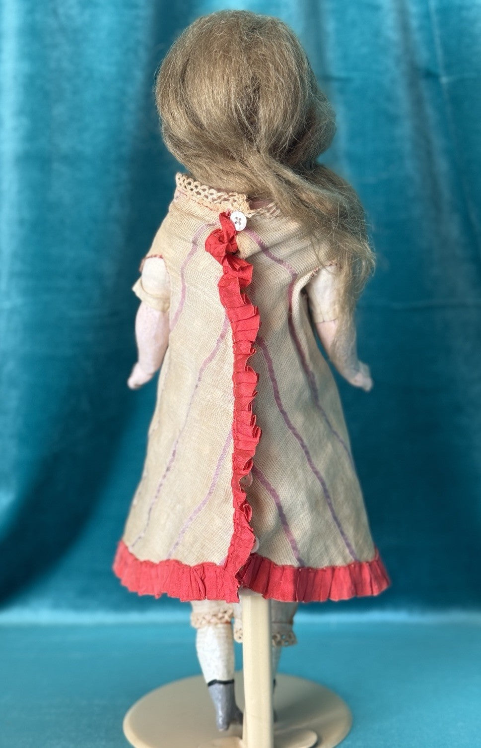 Antique German Wax Paper Mache 13” Doll with Glass Sleepy Eyes