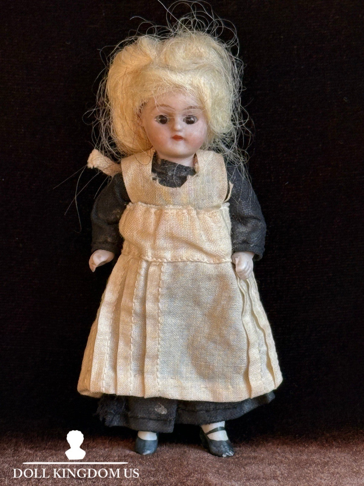 Antique German 3.825” Hertwig Miniature All Bisque Dollhouse Doll