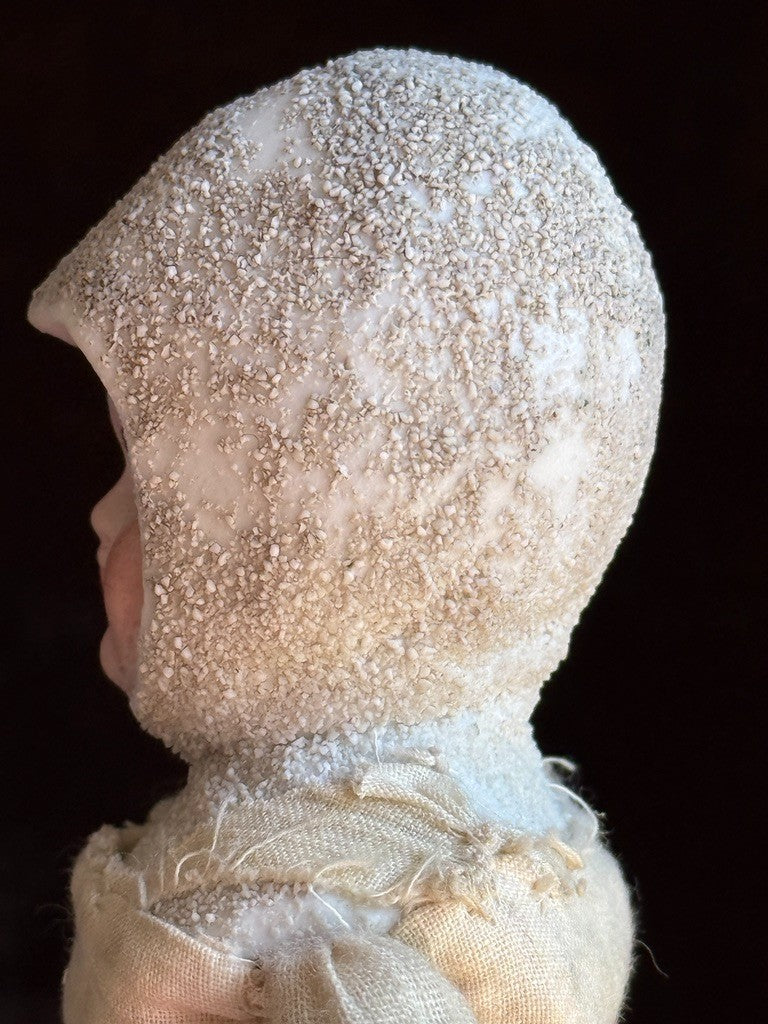 Antique German 10.5" Hertwig Snow Baby Style Molded Hat Parian Doll