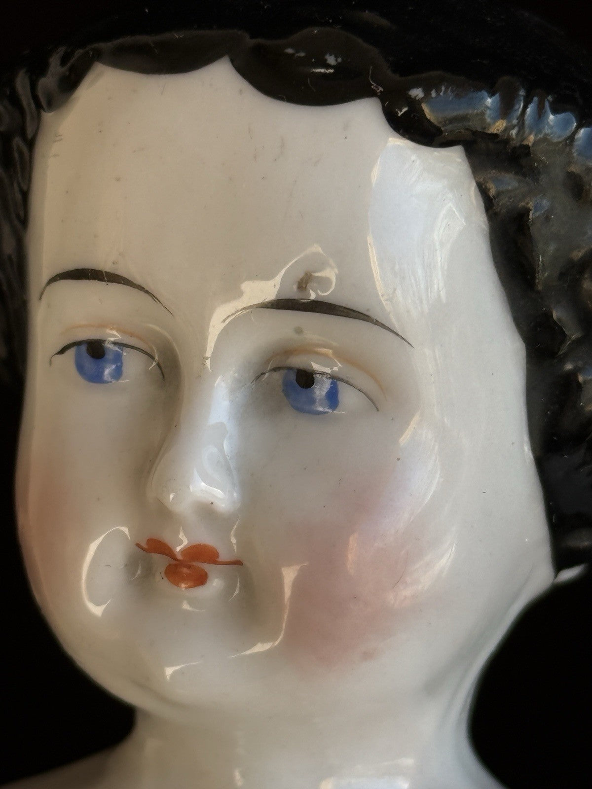 Antique German 13” Flat Top Highbrow China Shoulder Head Doll