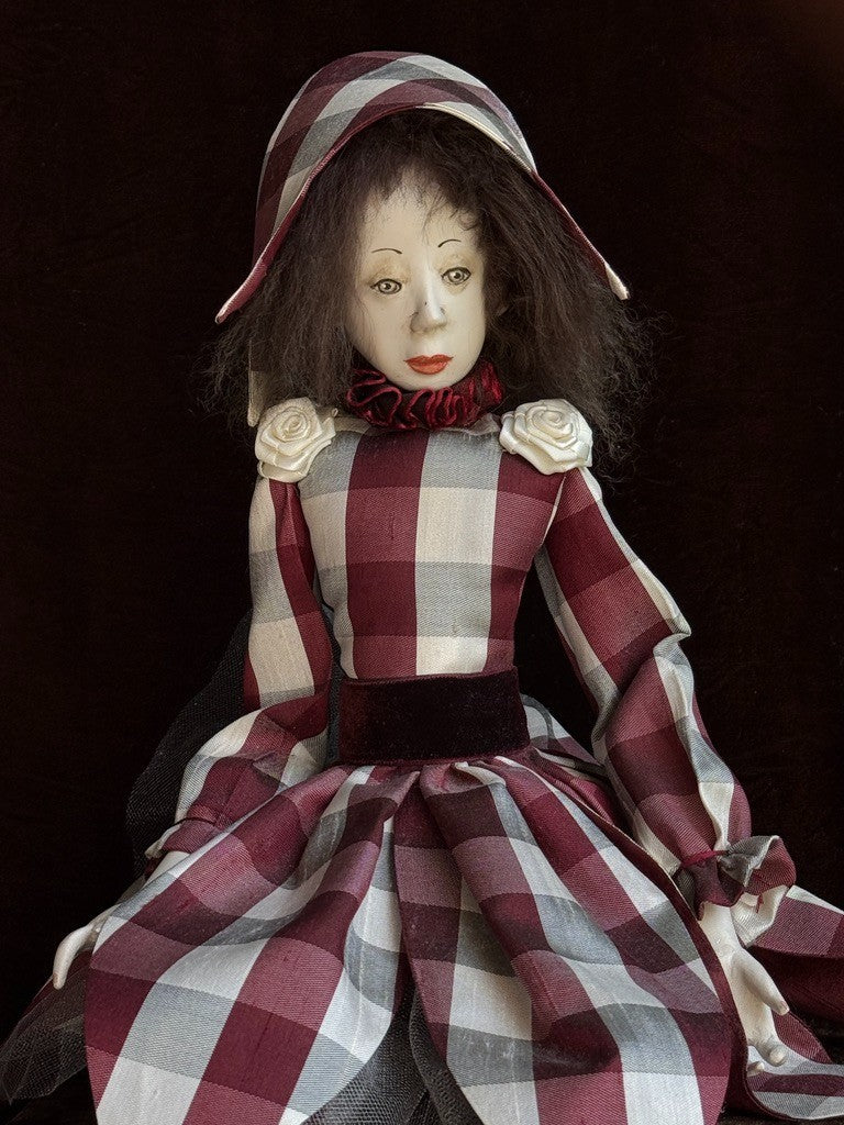 OOAK NIADA Artist Ankie Daanen Paper Clay Mixed Media Pierrot Character Doll