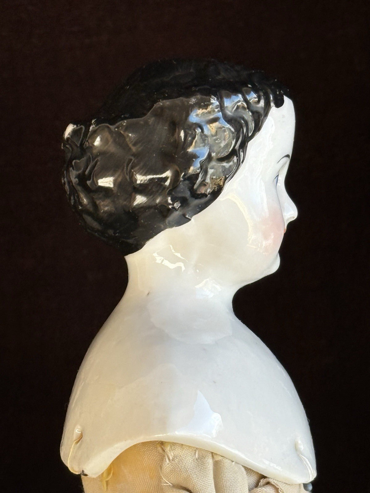 Antique German 13” Flat Top Highbrow China Shoulder Head Doll