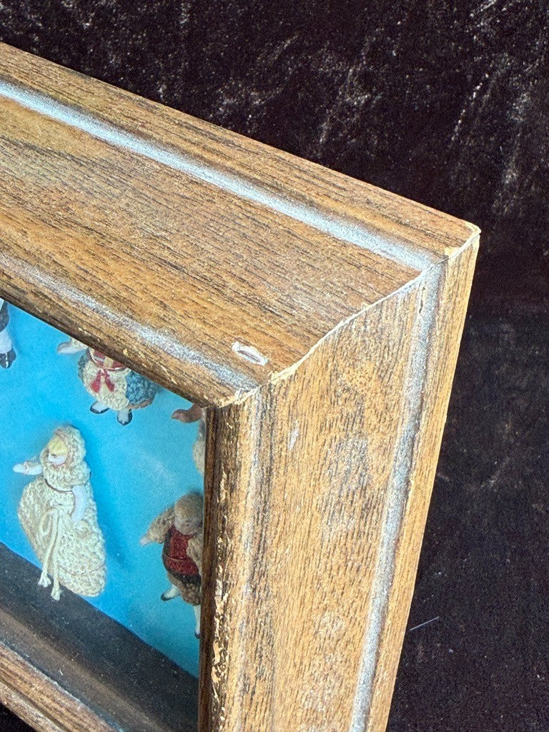Antique Miniature Hertwig Carl Horn Dolls Framed Display 9 German Bisque Dolls